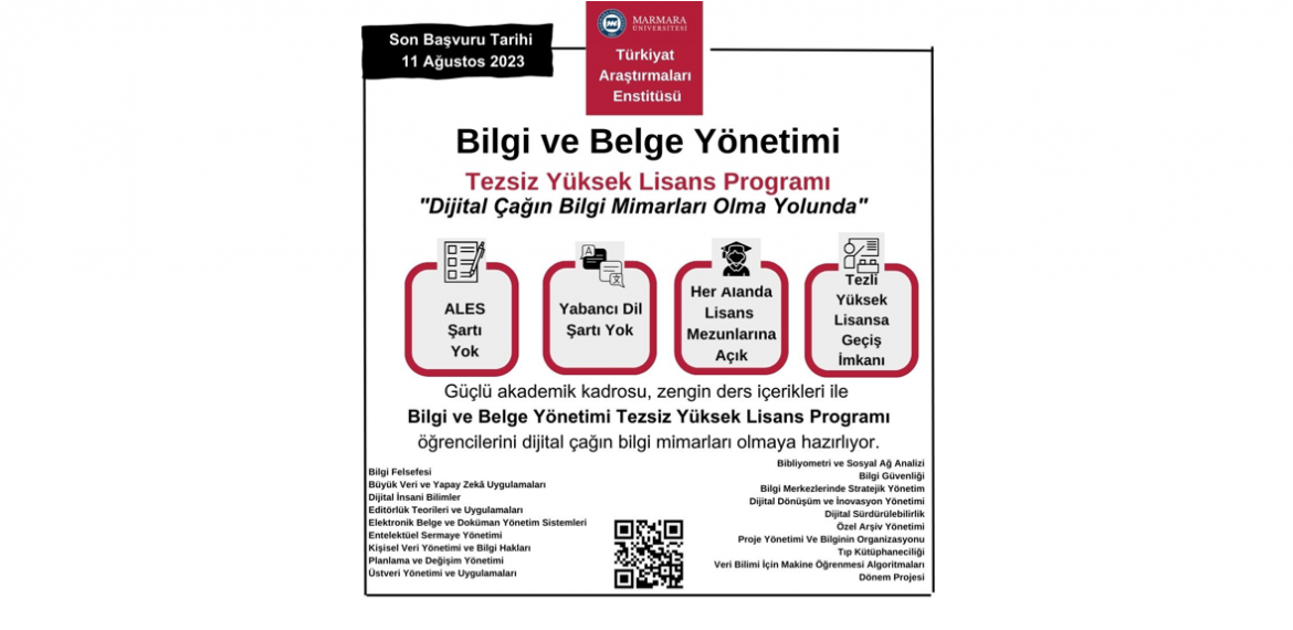 Bilgi ve Belge Yönetimi - Tezsiz Yüksek Lisans Programı